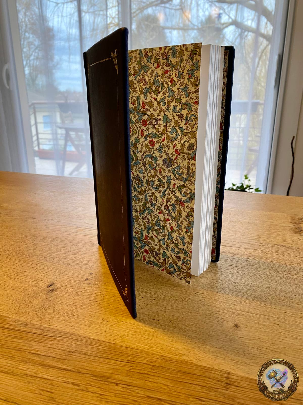 Carnet relié cuir bleu